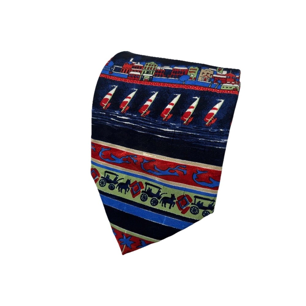 English Sports Shop Bermuda Sailboats,Palm Trees Silk Tie 61.25" x 3.25"